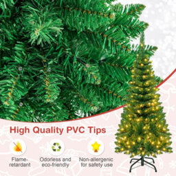 Costway 4.5 Ft Artificial Pencil Christmas Tree Led Pre-Lit Xmas Tree Holiday Decoration - thumbnail 7
