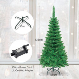 Costway 4.5 Ft Artificial Pencil Christmas Tree Led Pre-Lit Xmas Tree Holiday Decoration - thumbnail 2