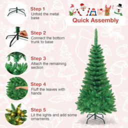 Costway 4.5 Ft Artificial Pencil Christmas Tree Led Pre-Lit Xmas Tree Holiday Decoration - thumbnail 8