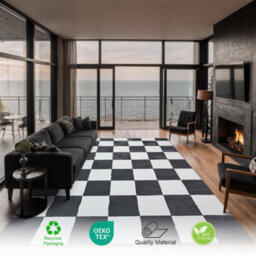 Homeart Plaid Area Rug , Super Soft & Sustainable Woven Carpet With Modern Checkered Design Anthracite 120X170 - thumbnail 2