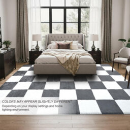 Homeart Plaid Area Rug , Super Soft & Sustainable Woven Carpet With Modern Checkered Design Anthracite 120X170 - thumbnail 3