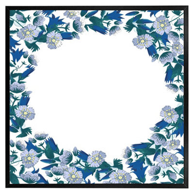 "Andrew Lee Winter Blue Flowers (Picutre Frame) / 12X12"" / Brown" - image 1