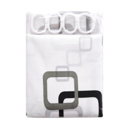 Neel Blue Geometric Polyester Shower Curtain, Water-Resistant Bathroom Curtain With 12 Hooks - 180X200Cm - thumbnail 7
