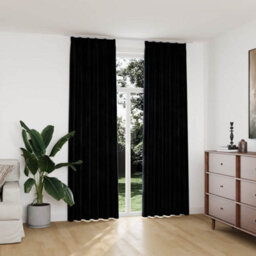 Berkfield Blackout Curtains 2 Pcs With Hooks Velvet Black 140X245 Cm
