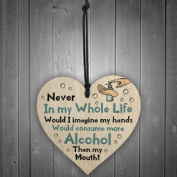 Red Ocean Funny Quarantine Christmas Gift Wooden Heart Novelty Sign Gift For Him - thumbnail 2