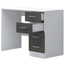 Reflect 4 Drawer Desk - Grey Gloss & Matt White - Modern Bedroom Storage For Vanity, Work Or Study - H: 72Cm X W: 99Cm X D: 39.5Cm - thumbnail 5