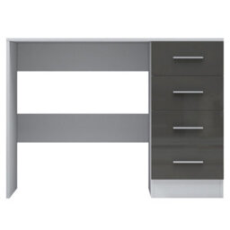 Reflect 4 Drawer Desk - Grey Gloss & Matt White - Modern Bedroom Storage For Vanity, Work Or Study - H: 72Cm X W: 99Cm X D: 39.5Cm - thumbnail 4