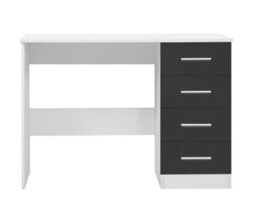 Reflect 4 Drawer Desk - Grey Gloss & Matt White - Modern Bedroom Storage For Vanity, Work Or Study - H: 72Cm X W: 99Cm X D: 39.5Cm