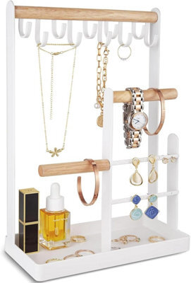 Xample Jewellery Organiser Jewellery Stand Holder, 4 Tiers Jewelry Stands Necklace Organizer Earring Holder, 10 Hooks Jewelry Tower Rack - image 1