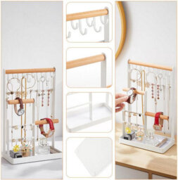 Xample Jewellery Organiser Jewellery Stand Holder, 4 Tiers Jewelry Stands Necklace Organizer Earring Holder, 10 Hooks Jewelry Tower Rack - thumbnail 6