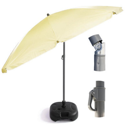 240Cm (7Ft 8In) Uv Resistant Adjustable Tilting Parasol With Base Light Khaki - image 1