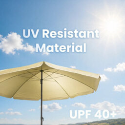 240Cm (7Ft 8In) Uv Resistant Adjustable Tilting Parasol With Base Light Khaki - thumbnail 4
