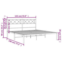 Berkfield Metal Bed Frame With Headboard White 135X190 Cm 4Ft6 Double - thumbnail 9