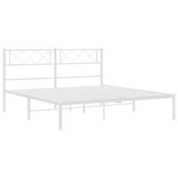 Berkfield Metal Bed Frame With Headboard White 135X190 Cm 4Ft6 Double - thumbnail 4
