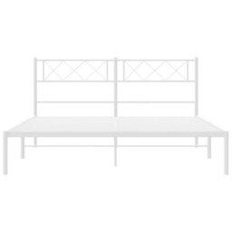 Berkfield Metal Bed Frame With Headboard White 135X190 Cm 4Ft6 Double - thumbnail 5