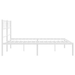 Berkfield Metal Bed Frame With Headboard White 135X190 Cm 4Ft6 Double - thumbnail 6