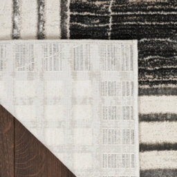 Charcoal Silver Abstract Bordered Chequered Easy To Clean Rug For Bedroom & Living Room-239Cm X 300Cm - thumbnail 9