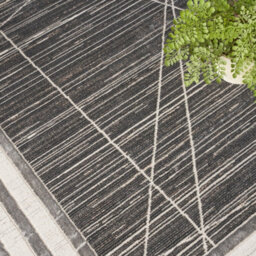 Charcoal Silver Abstract Bordered Chequered Easy To Clean Rug For Bedroom & Living Room-239Cm X 300Cm - thumbnail 4
