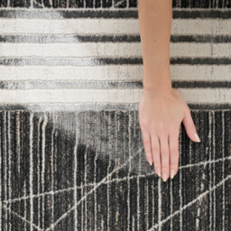 Charcoal Silver Abstract Bordered Chequered Easy To Clean Rug For Bedroom & Living Room-239Cm X 300Cm - thumbnail 5