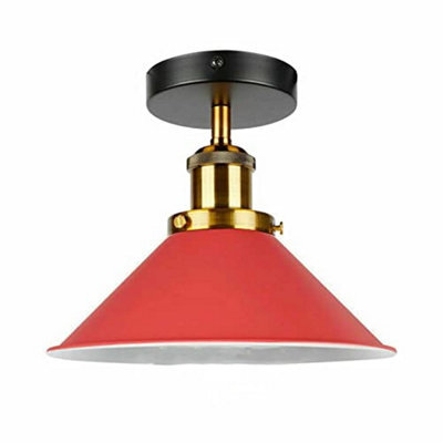 Vintage Ceiling Light Flush Mounted Lamp With E27 Holder For Living Room Bedroom Kitchen Metal Easy Fit 22Cm Cone Shade Lighting - image 1