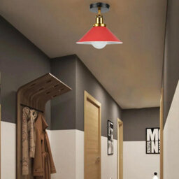 Vintage Ceiling Light Flush Mounted Lamp With E27 Holder For Living Room Bedroom Kitchen Metal Easy Fit 22Cm Cone Shade Lighting - thumbnail 3