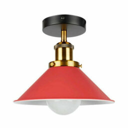 Vintage Ceiling Light Flush Mounted Lamp With E27 Holder For Living Room Bedroom Kitchen Metal Easy Fit 22Cm Cone Shade Lighting - thumbnail 7