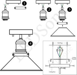 Vintage Ceiling Light Flush Mounted Lamp With E27 Holder For Living Room Bedroom Kitchen Metal Easy Fit 22Cm Cone Shade Lighting - thumbnail 5
