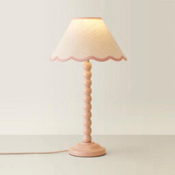 Valuelights Bobbles Rose Pink Bobbin Table Lamp With Pink Trim Scallop Shade - Led Bulb Included - thumbnail 4