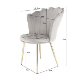 Mini Flora - Pair Of Dining Chairs - Velvet Upholstery With Floral Design (Grey) - thumbnail 4