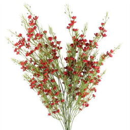 Leaf Pack Of 6 X 100Cm Artificial Foliage Stem With Small Flowers - Red