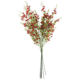 Leaf Pack Of 6 X 100Cm Artificial Foliage Stem With Small Flowers - Red - thumbnail 6