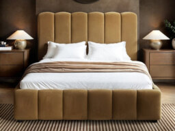 Solace+Co Emilie Ribbed Kingsize Ottoman Bed Mocha Velvet - thumbnail 4