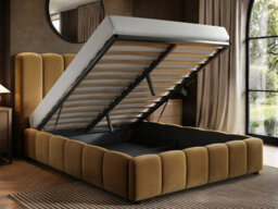 Solace+Co Emilie Ribbed Kingsize Ottoman Bed Mocha Velvet - thumbnail 3