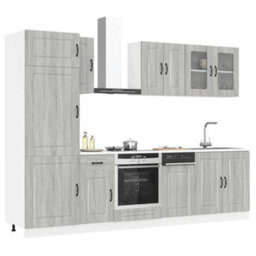 Berkfield 8 Piece Kitchen Cabinet Set Kalmar Grey Sonoma Engineered Wood - thumbnail 1