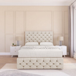 "Sloomy 4Ft6  Watson Divan Bed Base Cream Plush ,4 Drawers, 12"" Footboard & 26"" Struts Headboard - Double" - thumbnail 2