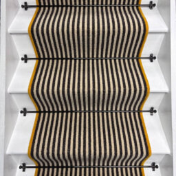 RainbowHome Stripe Quality Loop Pile Stair Runner With 100% Wool Yellow Edge 70 650 - thumbnail 2