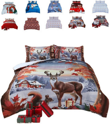 TheWhiteWater Limited Christmas Reindeer Xmas Duvet Set 3D Print Polycotton Bedding Set - image 1