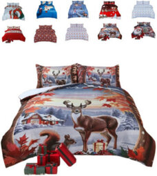 TheWhiteWater Limited Christmas Reindeer Xmas Duvet Set 3D Print Polycotton Bedding Set - thumbnail 1