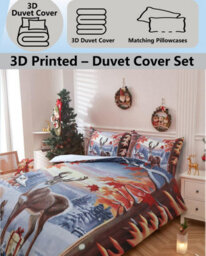TheWhiteWater Limited Christmas Reindeer Xmas Duvet Set 3D Print Polycotton Bedding Set - thumbnail 3