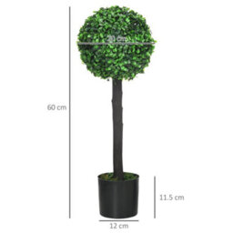 Wyld Haus Losasa Zimo Set Of 2 Artificial Boxwood Ball Trees 60Cm - Indoor Or Outdoor, Uv-Resistant - thumbnail 3