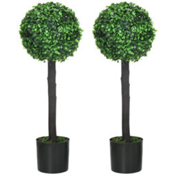 Wyld Haus Losasa Zimo Set Of 2 Artificial Boxwood Ball Trees 60Cm - Indoor Or Outdoor, Uv-Resistant - thumbnail 1