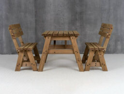 Arbor Garden Solutions Victoria Wooden Picnic Bench And Table Set, Outdoor Dining Set With Backrest (4Ft, Rustic Brown) - thumbnail 3