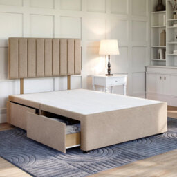 Divan Base Direct Cocktail Straw Platform Top Divan Bed Base 4Ft Small Double With 2 Drawers + Florence Strutted Headboard - thumbnail 2