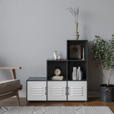 Urbn-Living 6-Cube Step Shelving Unit With Metal Doors - image 1