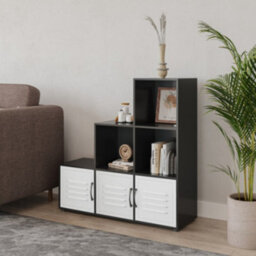 Urbn-Living 6-Cube Step Shelving Unit With Metal Doors - thumbnail 3