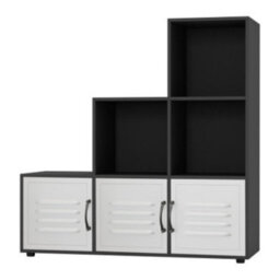 Urbn-Living 6-Cube Step Shelving Unit With Metal Doors - thumbnail 2