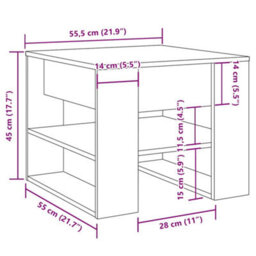 Berkfield Coffee Table Old Wood 55.5X55X45 Cm Engineered Wood - thumbnail 9