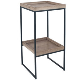 Pacific Lifestyle Gallery Natural Wood Veneer And Black Metal Side Table - thumbnail 2