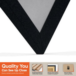 "AK Frames 25X17"" Black Sleek Vinyl Record Frame With Mid Grey Mount For 12 Inch Lp Cover & Disc - Overlapped Design" - thumbnail 3