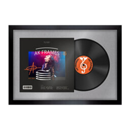 "AK Frames 25X17"" Black Sleek Vinyl Record Frame With Mid Grey Mount For 12 Inch Lp Cover & Disc - Overlapped Design" - thumbnail 1